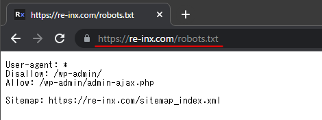 ブラウザでrobots.txtにアクセス
